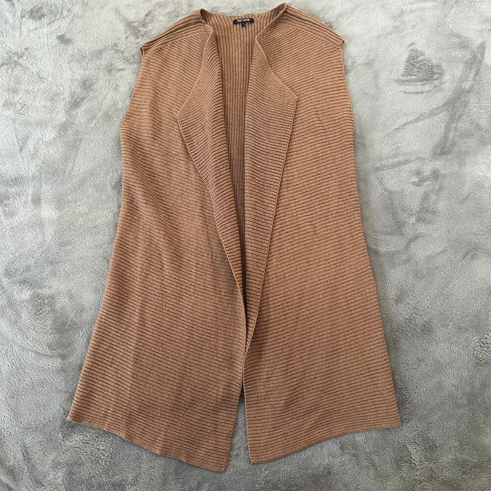 Nic + Zoe Open Sweater Cardigan Sleeveless Topper Women's LARGE Tan Neutral - Picture 1 of 6